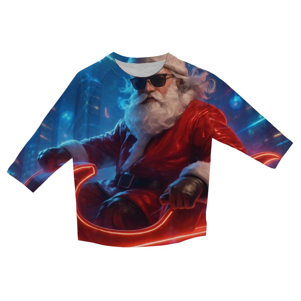 Neon Night Santa Rider personalized 3/4 sleeve tees
