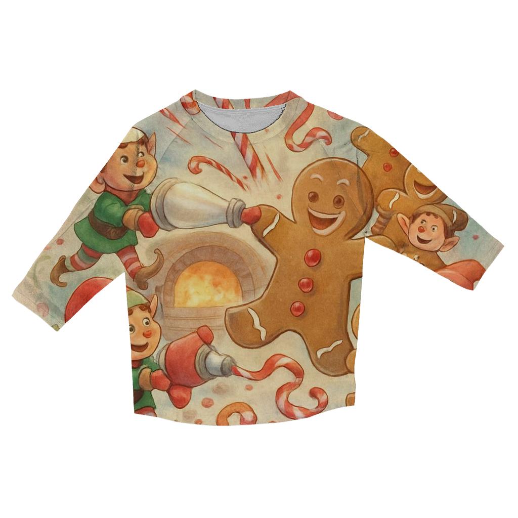 Gingerbread Workshop Riot printed three quarter sleeve shirts