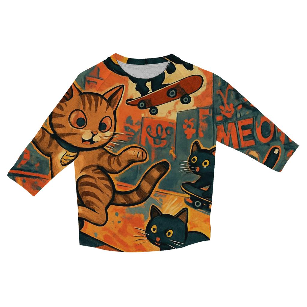 Graffiti Skate Alley Kittens trendy 3/4 sleeve tops