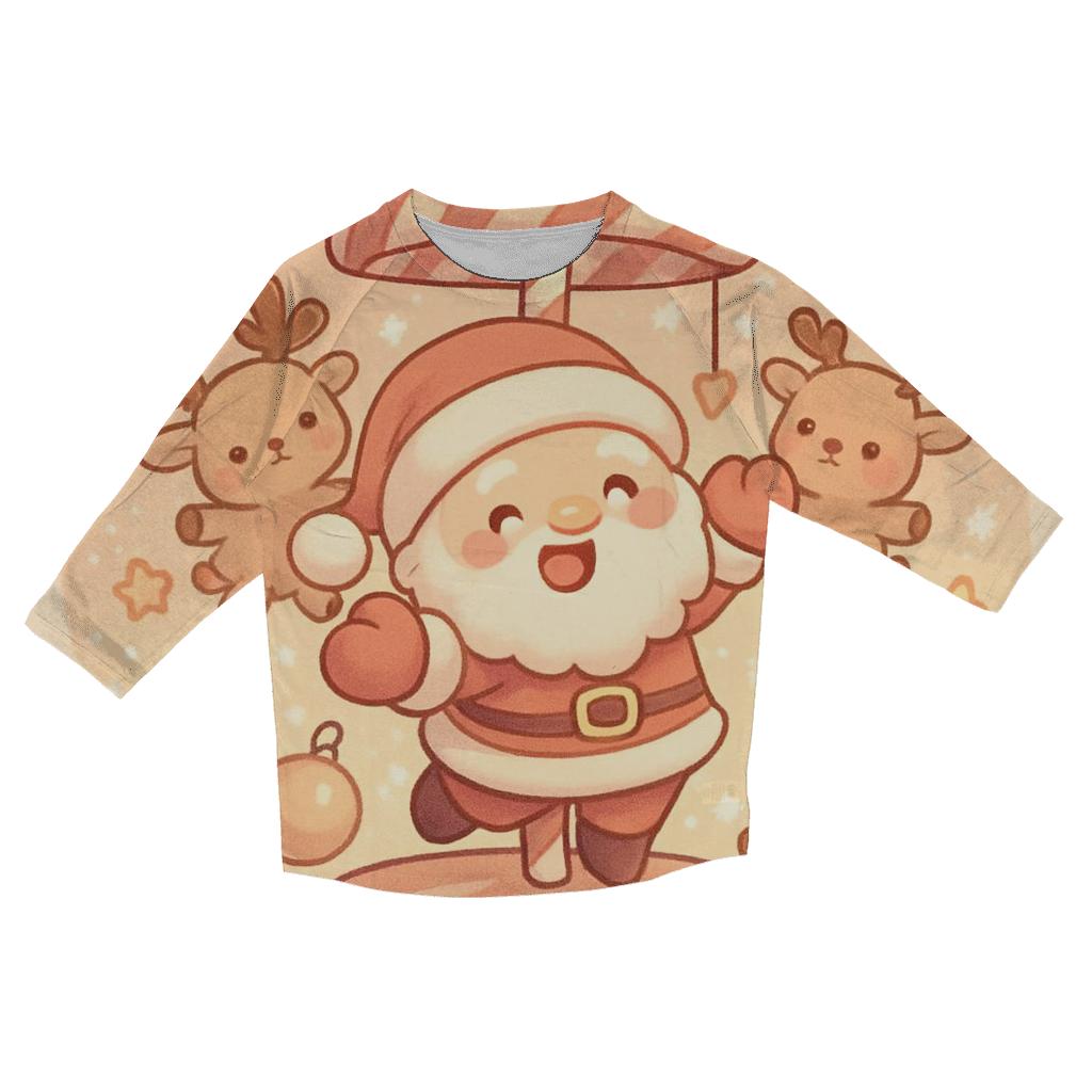 Candy Carousel Chibi Santa printed three quarter sleeve shirts