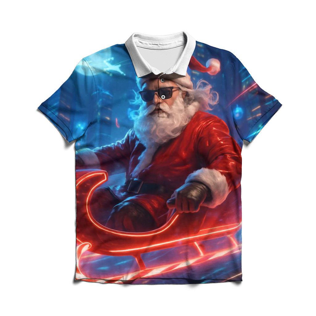 Neon Night Santa Rider personalized polo shirts