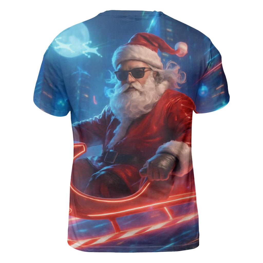 Neon Night Santa Rider artistic all-over print tops