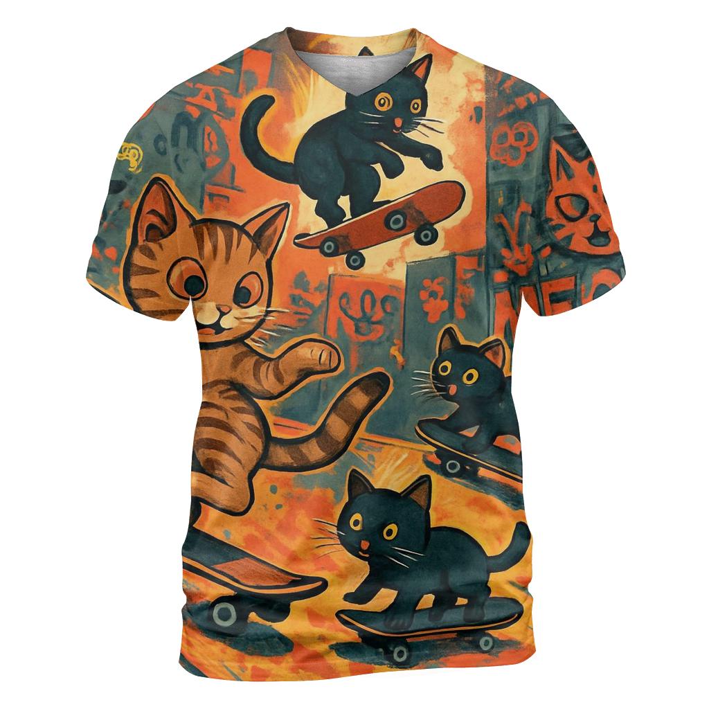 Graffiti Skate Alley Kittens trendy printed shirt styles