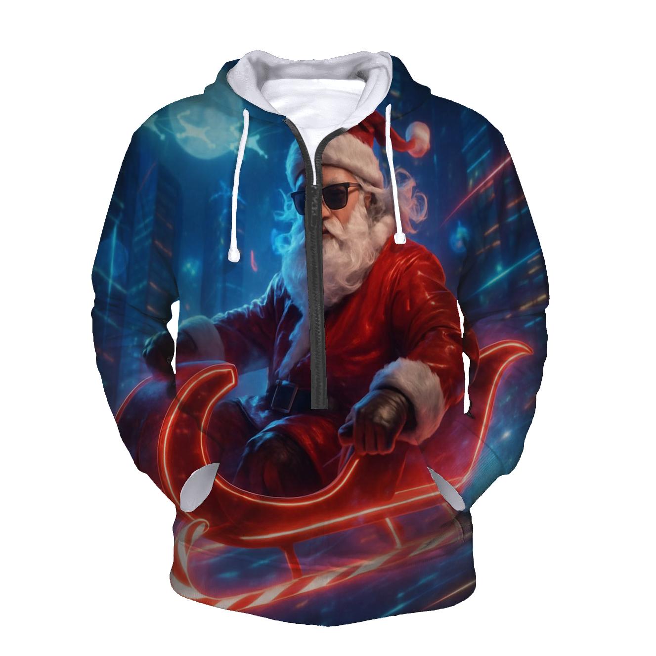 Neon Night Santa Rider premium hoodies
