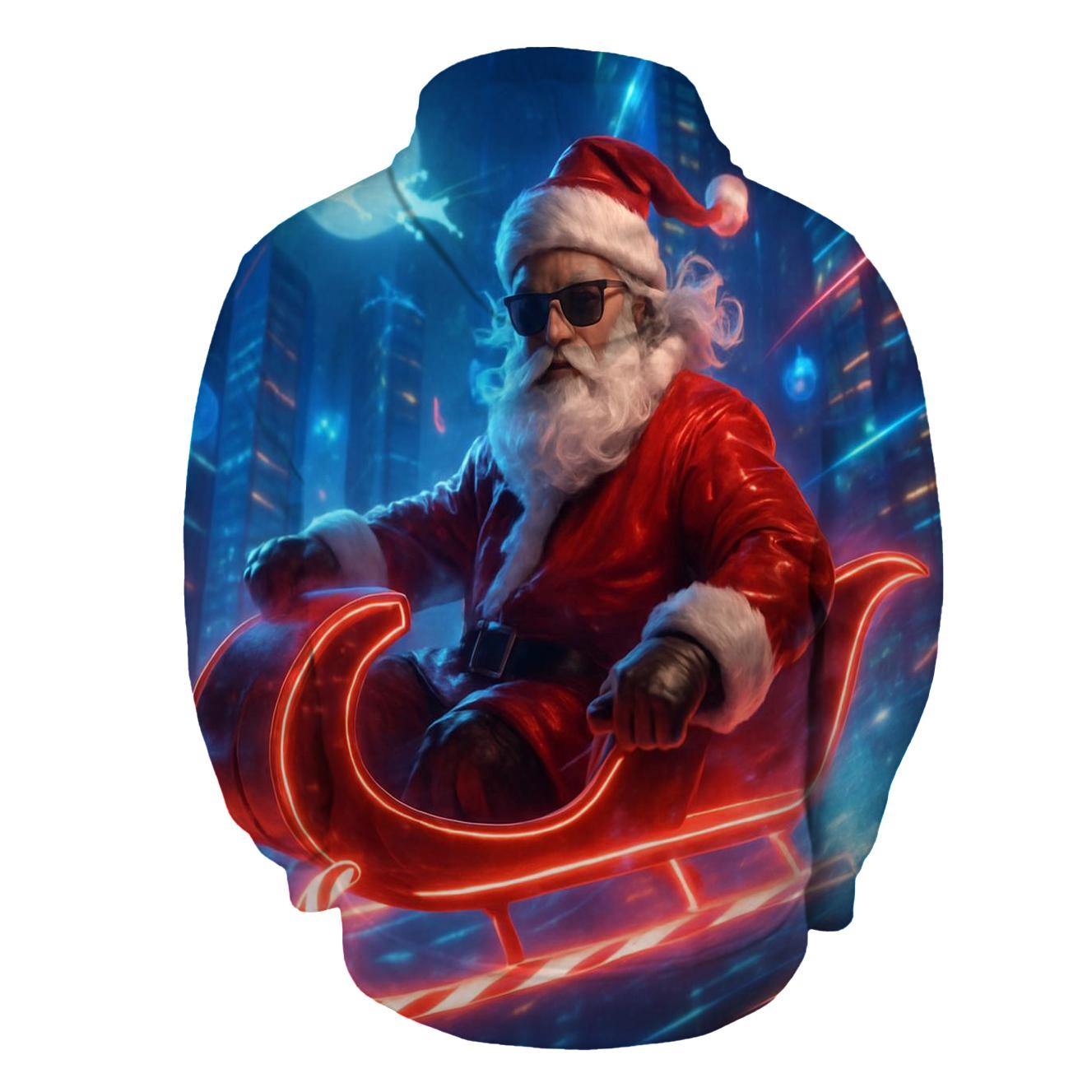Neon Night Santa Rider premium hoodies