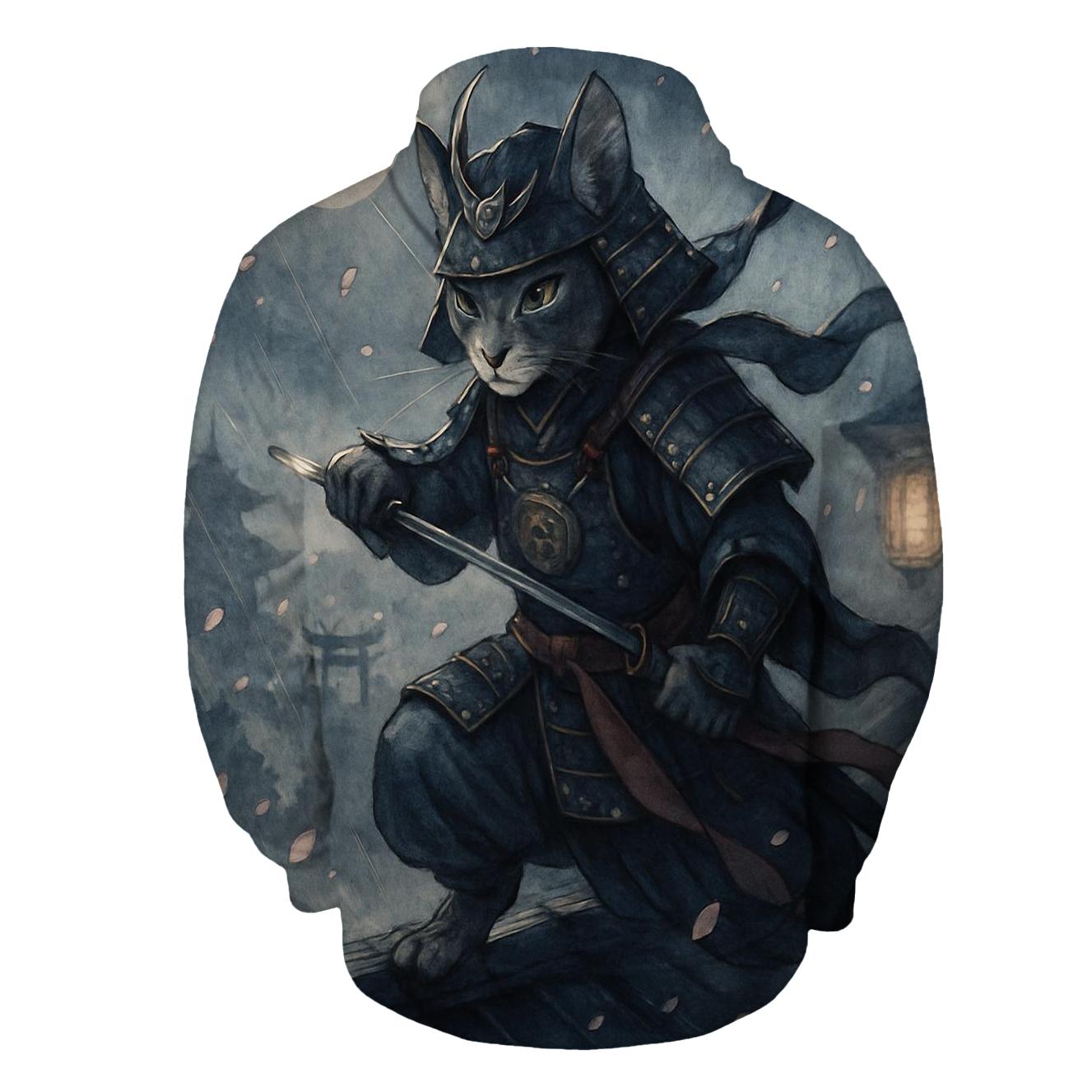 Samurai Moon Cat zip-up hoodies