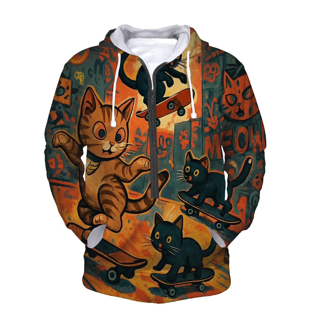 Graffiti Skate Alley Kittens zip-up hoodies