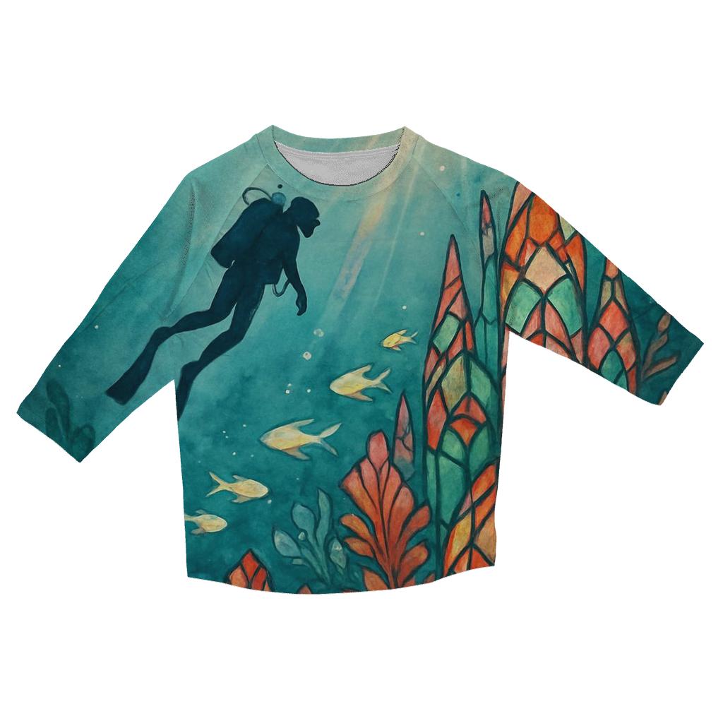 Glass Reef Diver designer 3/4 sleeve blouses