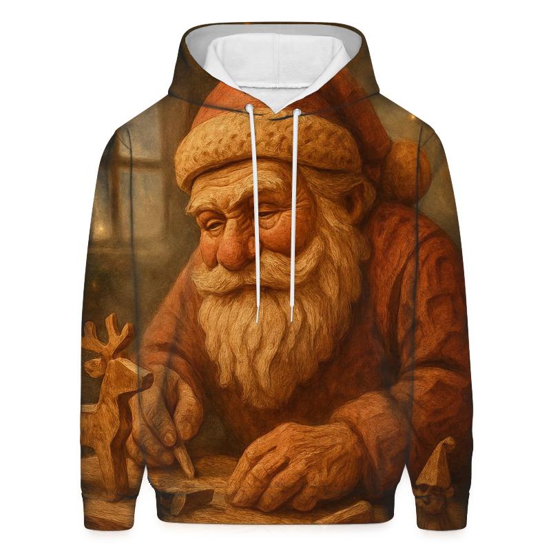 Woodland Carved Santa Workshop pullover hoodies
