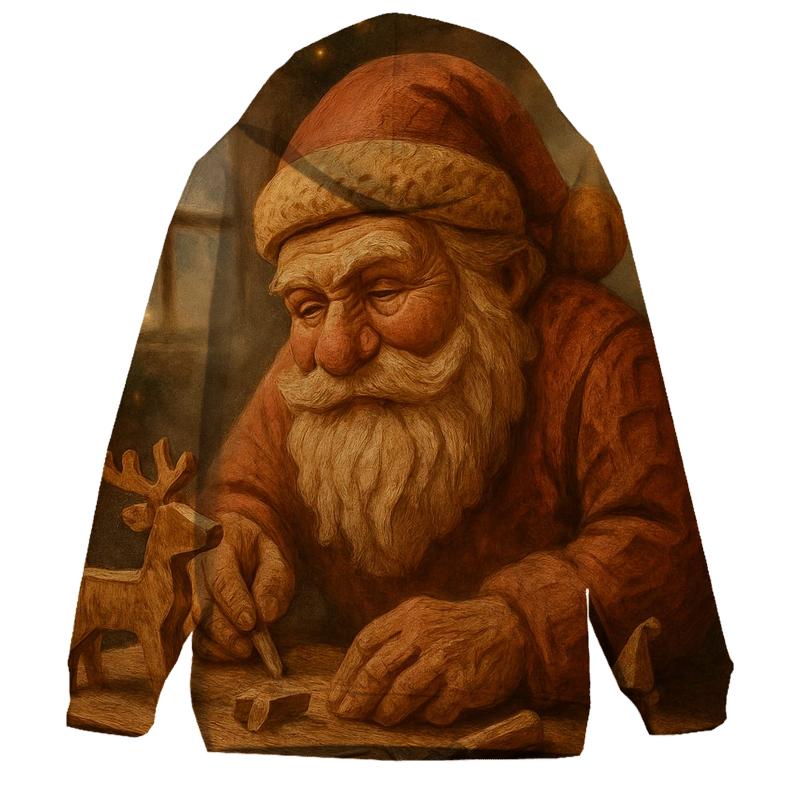 Woodland Carved Santa Workshop pullover hoodies