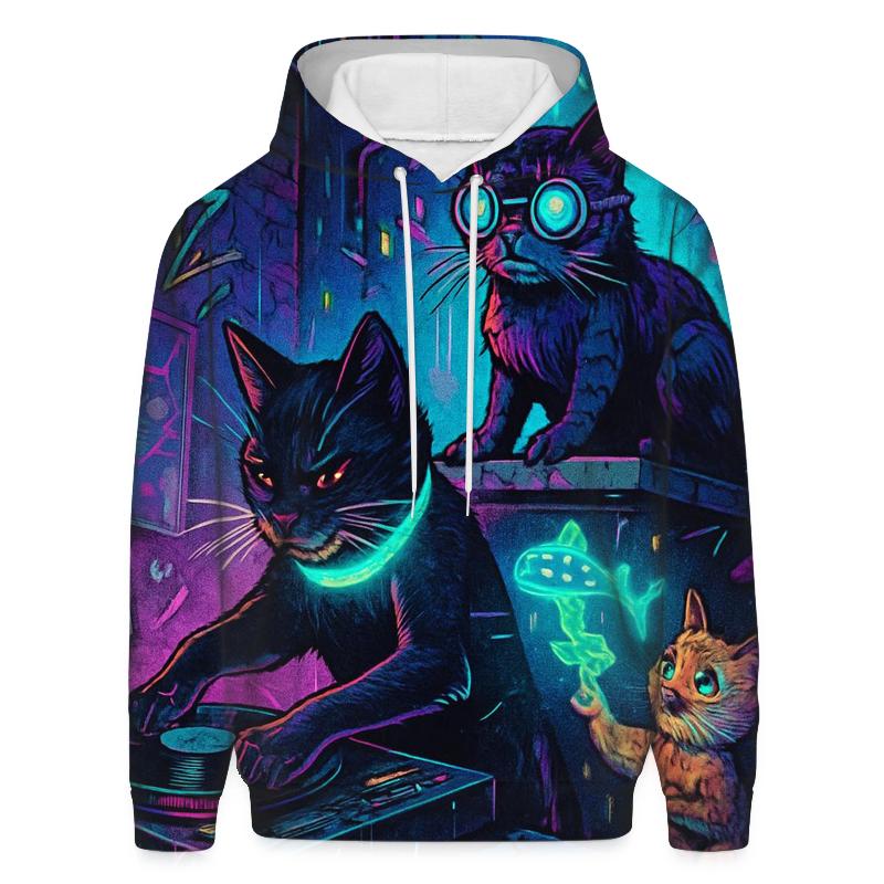 Neon Alley Whisker Crew printed hoodies