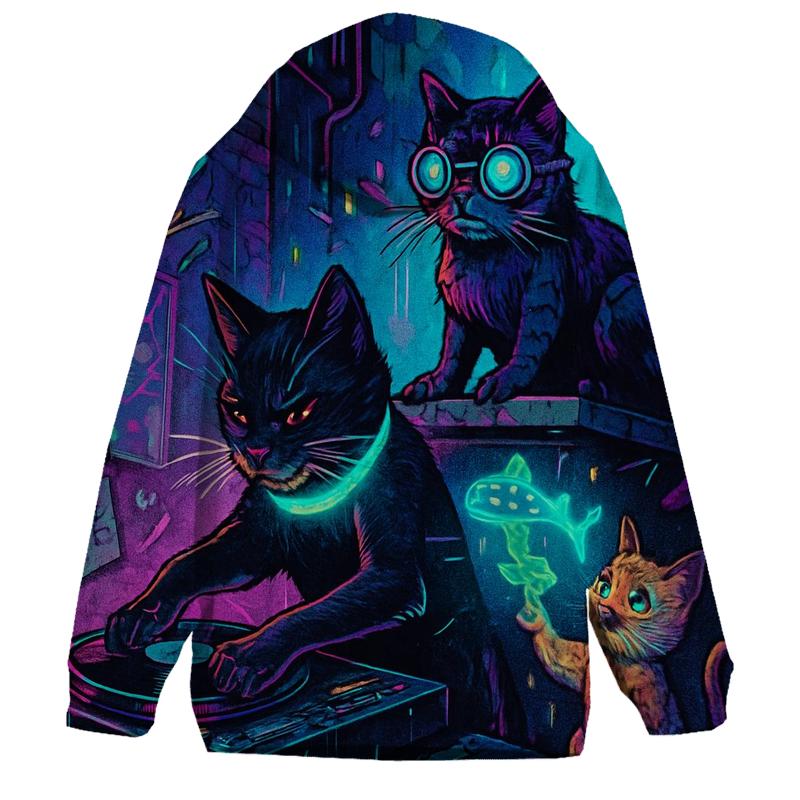 Neon Alley Whisker Crew printed hoodies