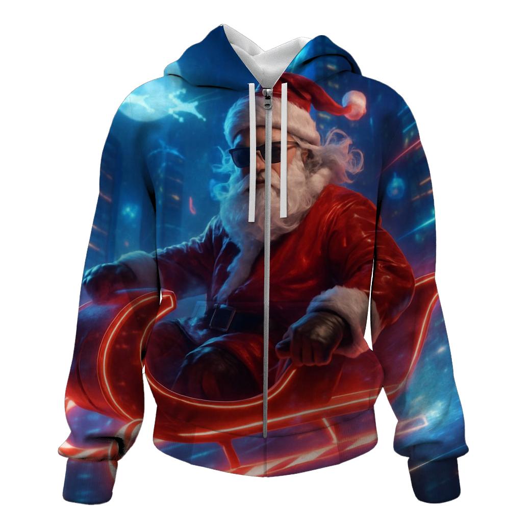 Neon Night Santa Rider pullover hoodies