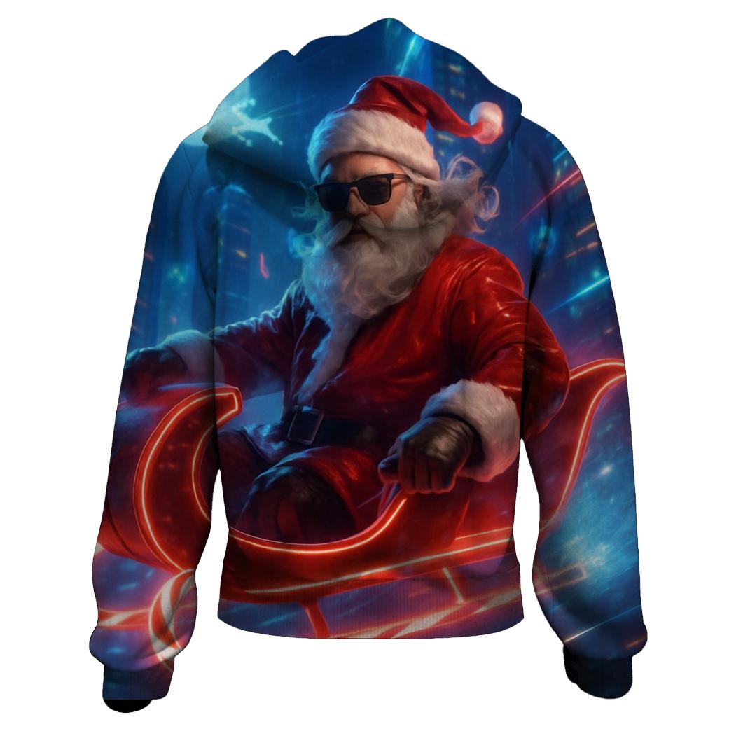 Neon Night Santa Rider pullover hoodies