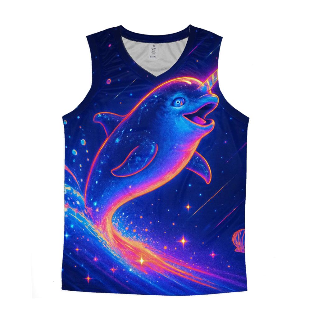Dazzle Surfing Narwhal cotton sleeveless tops