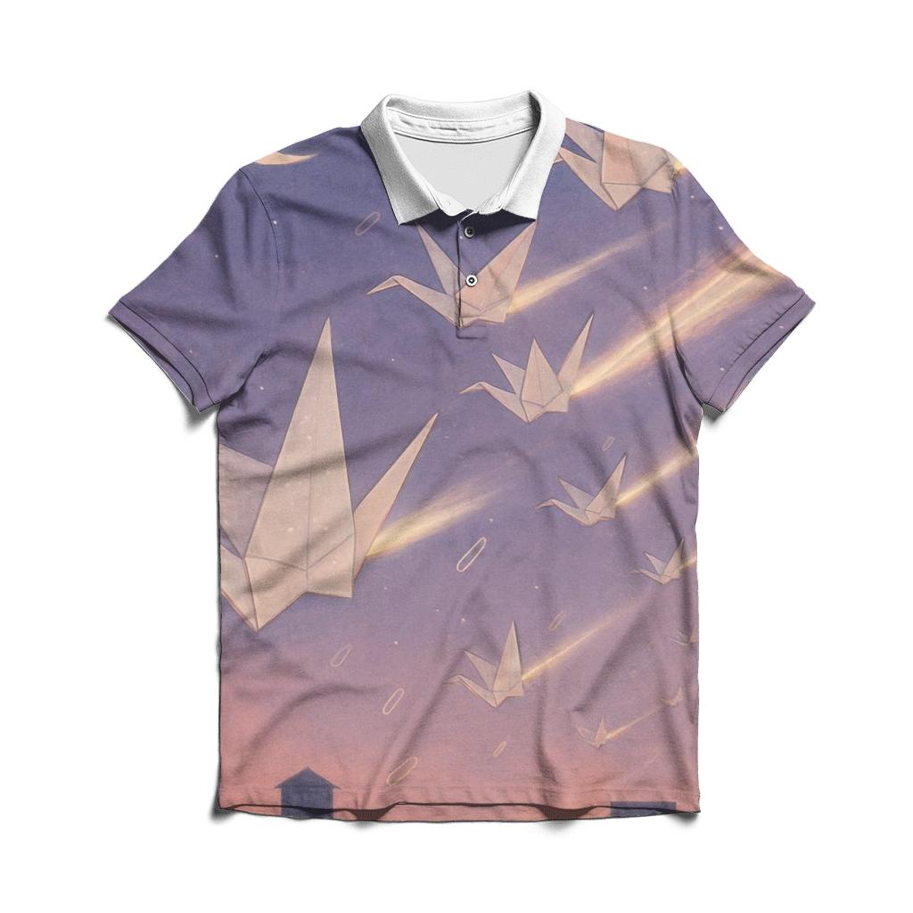 Comet Paper Crane Fleet embroidered polo tops