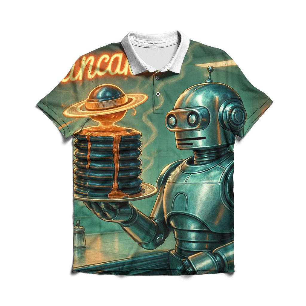 Mercury Diner Robot Waiter casual sports polo shirts