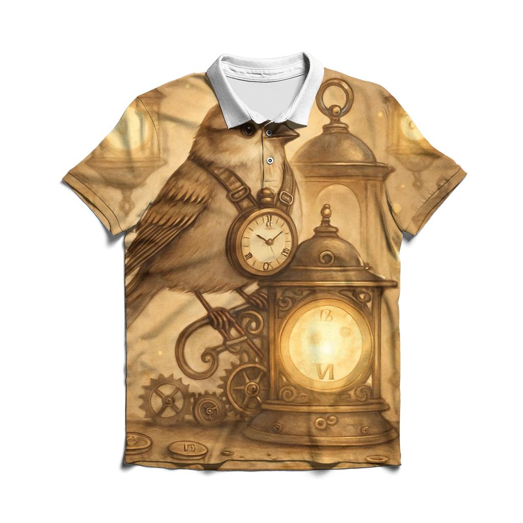 Lantern Clock Sparrow custom polo shirts