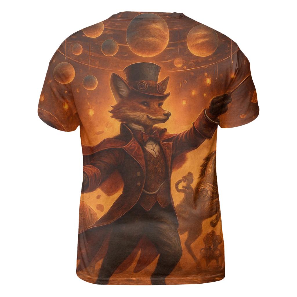 Clockwork Carnival Fox artistic all-over print tops