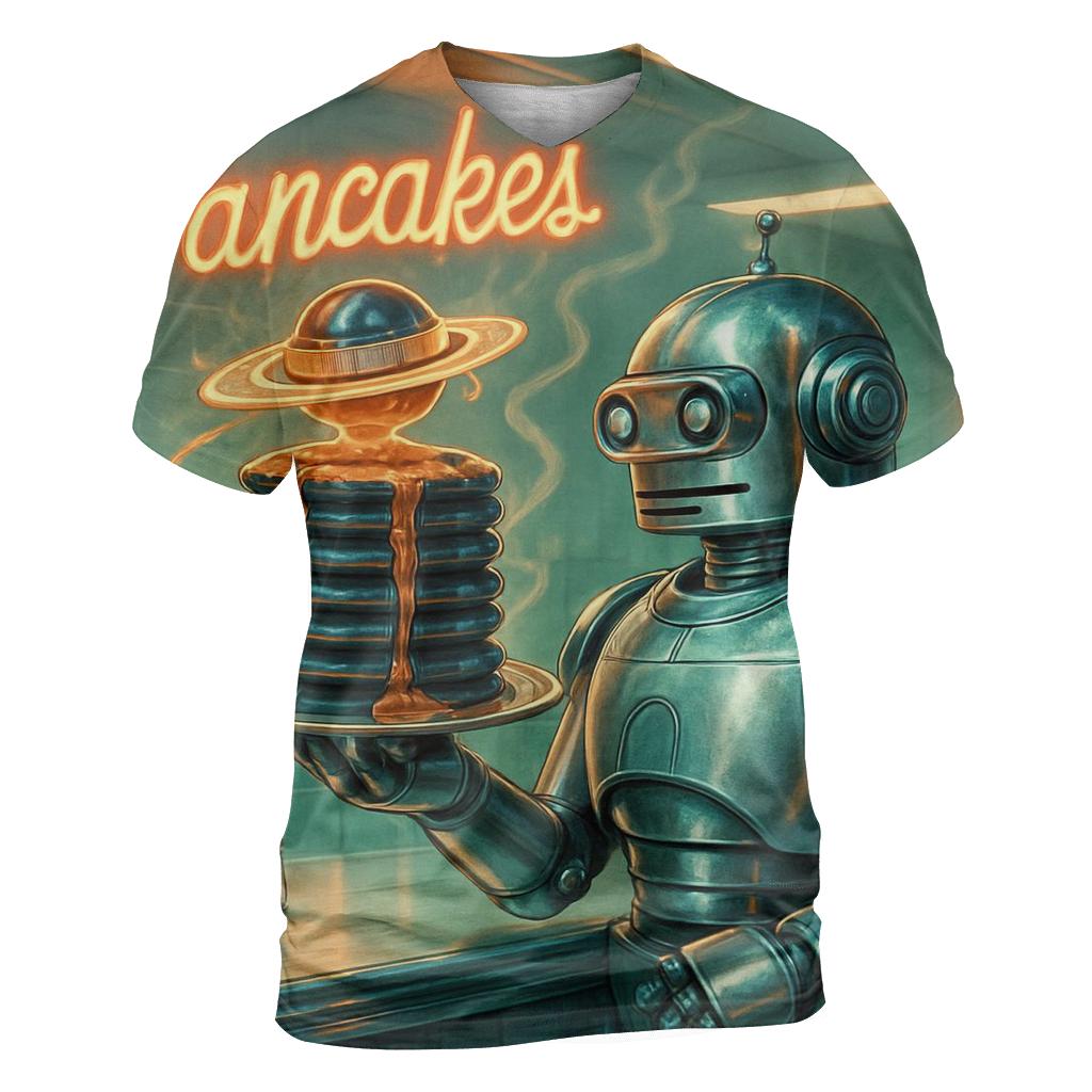 Mercury Diner Robot Waiter vibrant all-over design tees