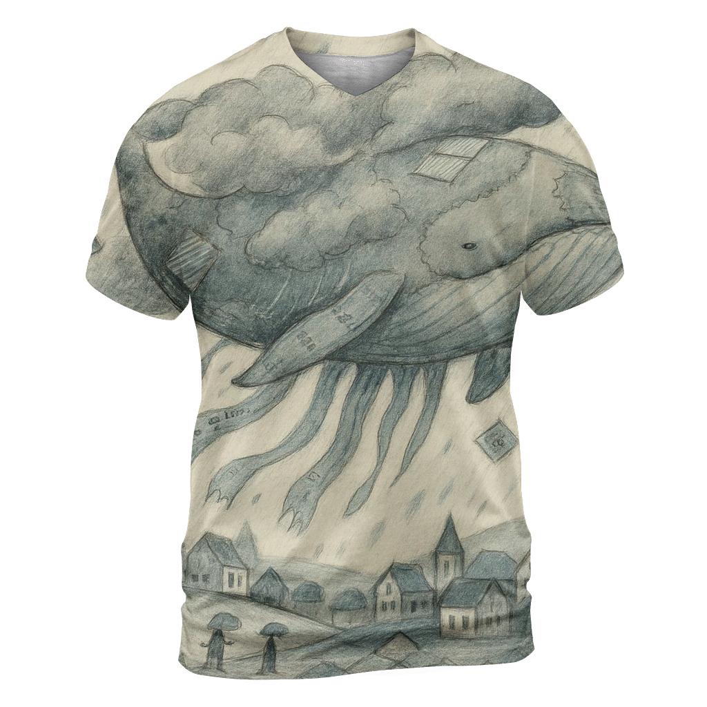 Patchwork Cloud Whale custom all-over print shirts