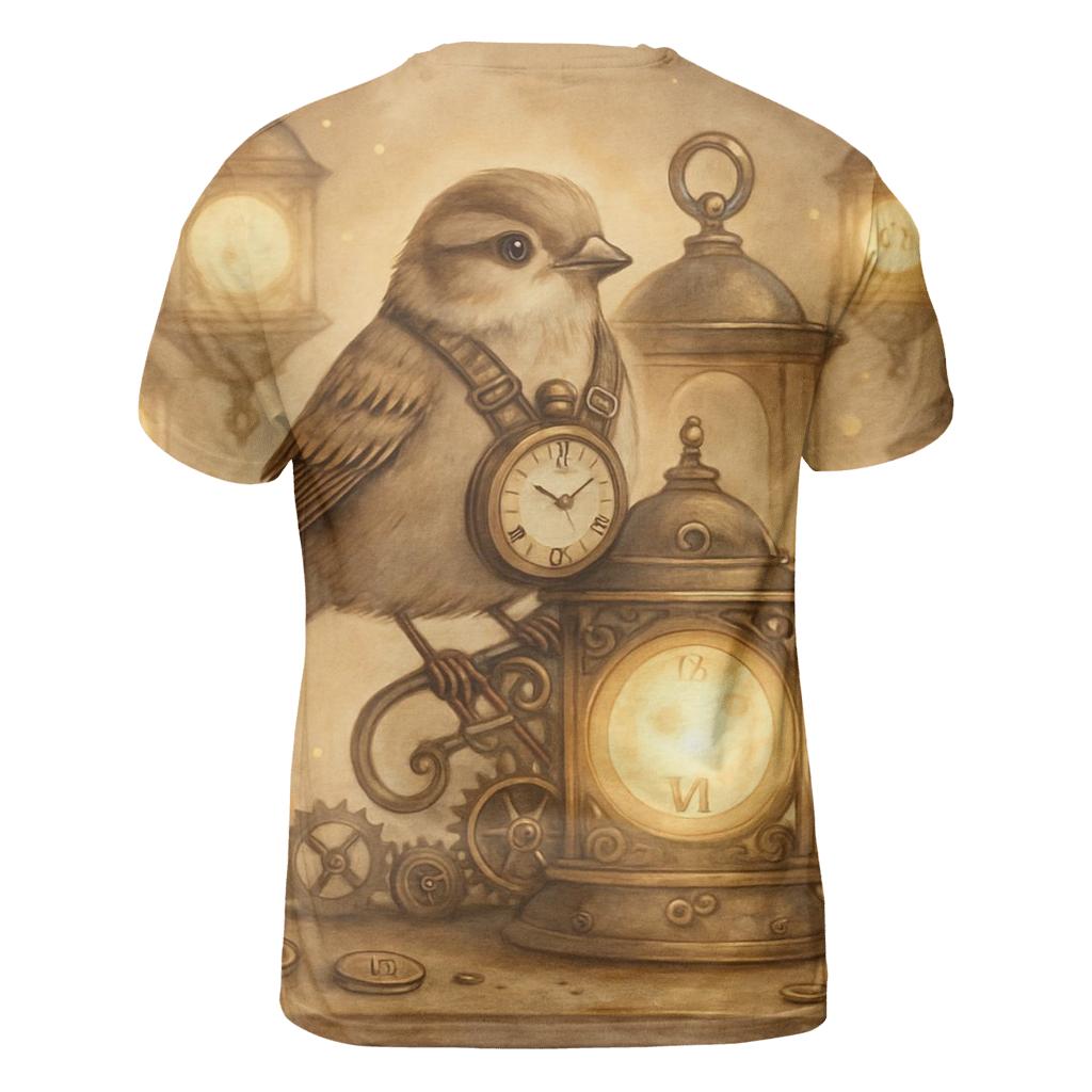Lantern Clock Sparrow creative print fashion shirts