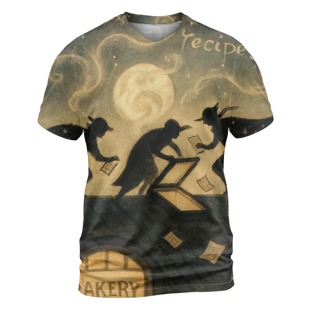 Silhouette Tea Bandits artistic all-over print tops