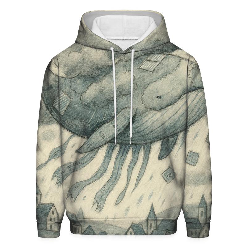 Patchwork Cloud Whale graphic hoodies