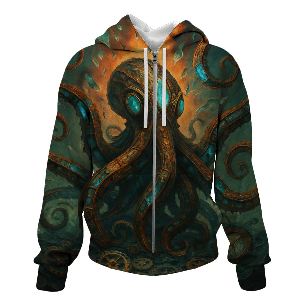Glittering Gear Kraken graphic hoodies