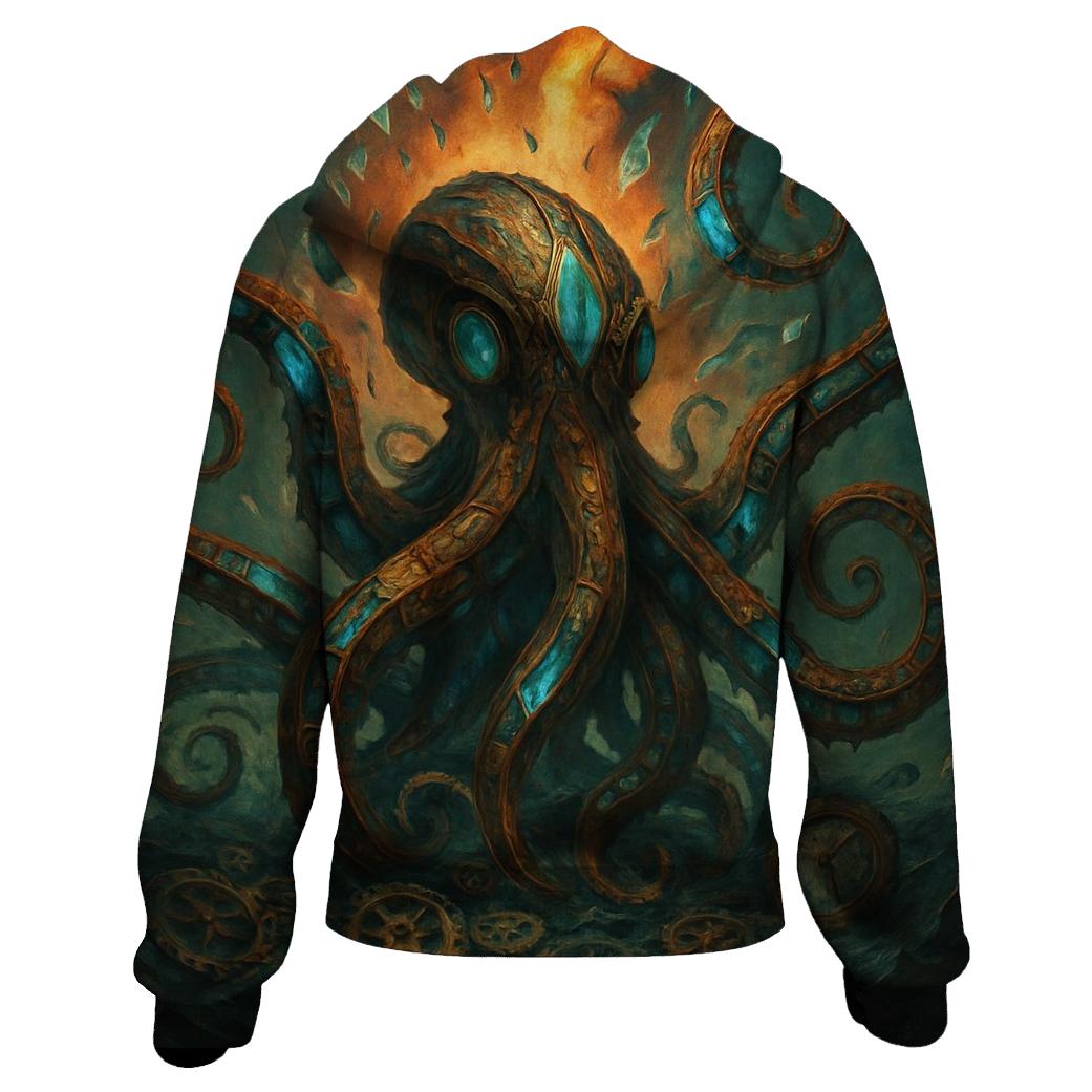 Glittering Gear Kraken graphic hoodies