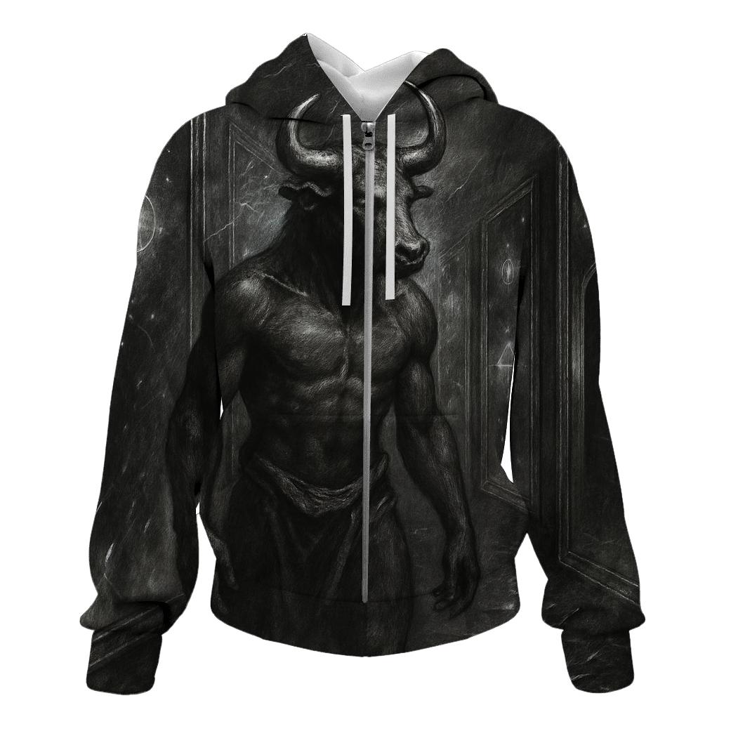 Mirrored Maze Minotaur printed hoodies