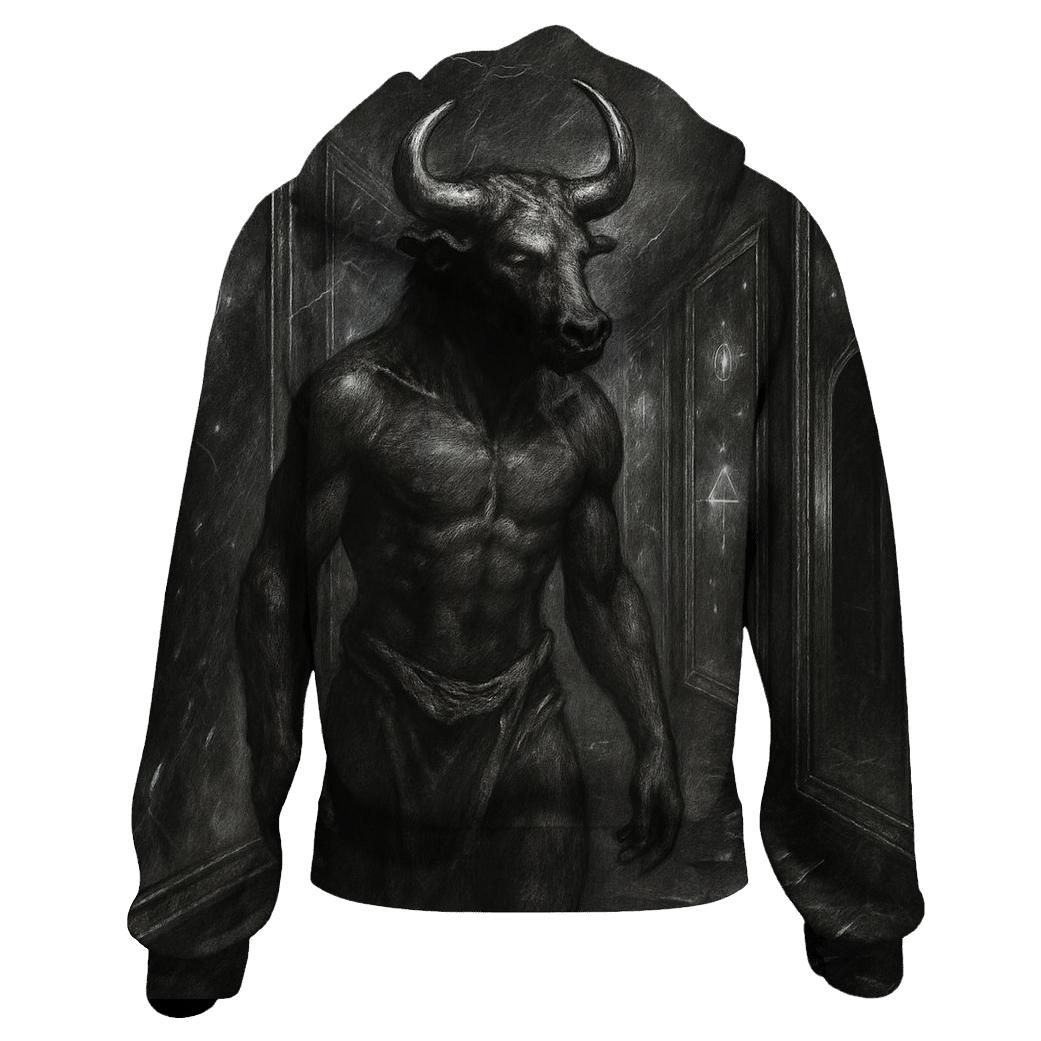 Mirrored Maze Minotaur printed hoodies