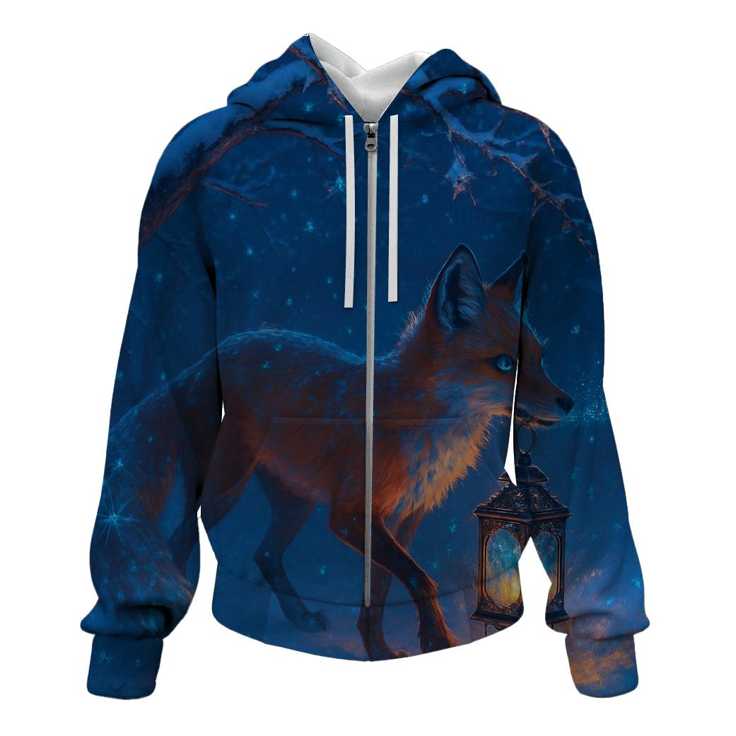 Frostfire Lantern Fox graphic hoodies