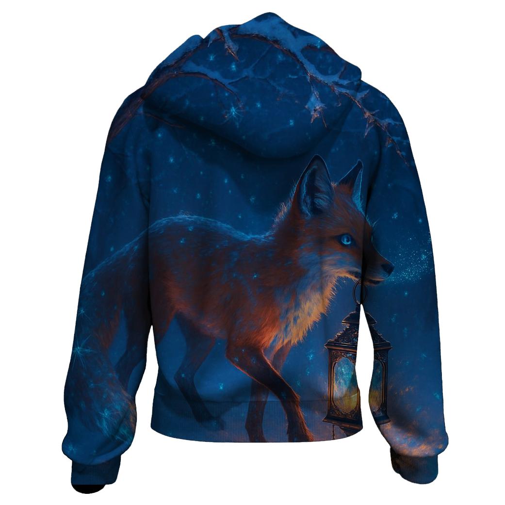 Frostfire Lantern Fox graphic hoodies