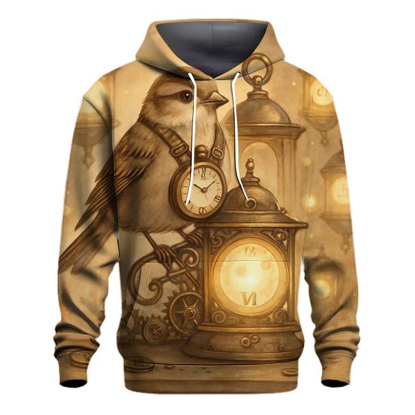 Lantern Clock Sparrow embroidered hoodies