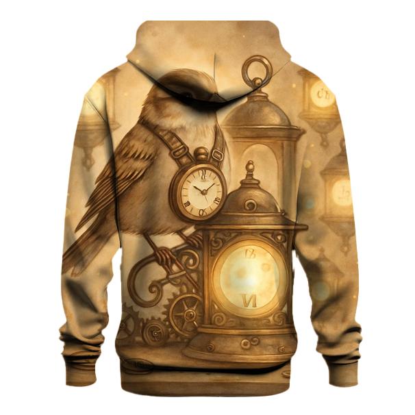 Lantern Clock Sparrow embroidered hoodies