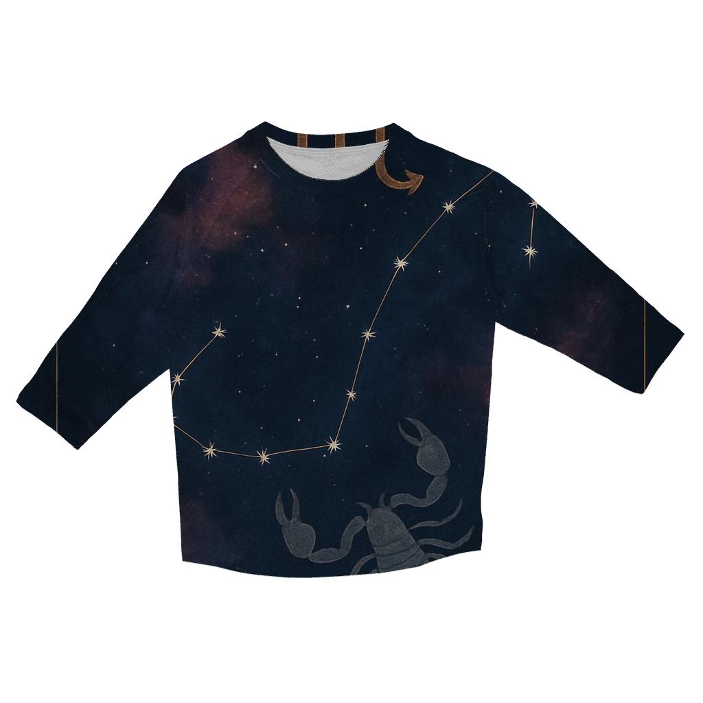 Scorpio Galactic Scorpion Constellation custom 3/4 sleeve shirts