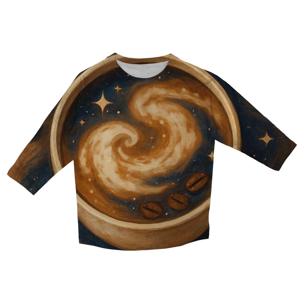 Latte Nebula Swirl trendy 3/4 sleeve tops