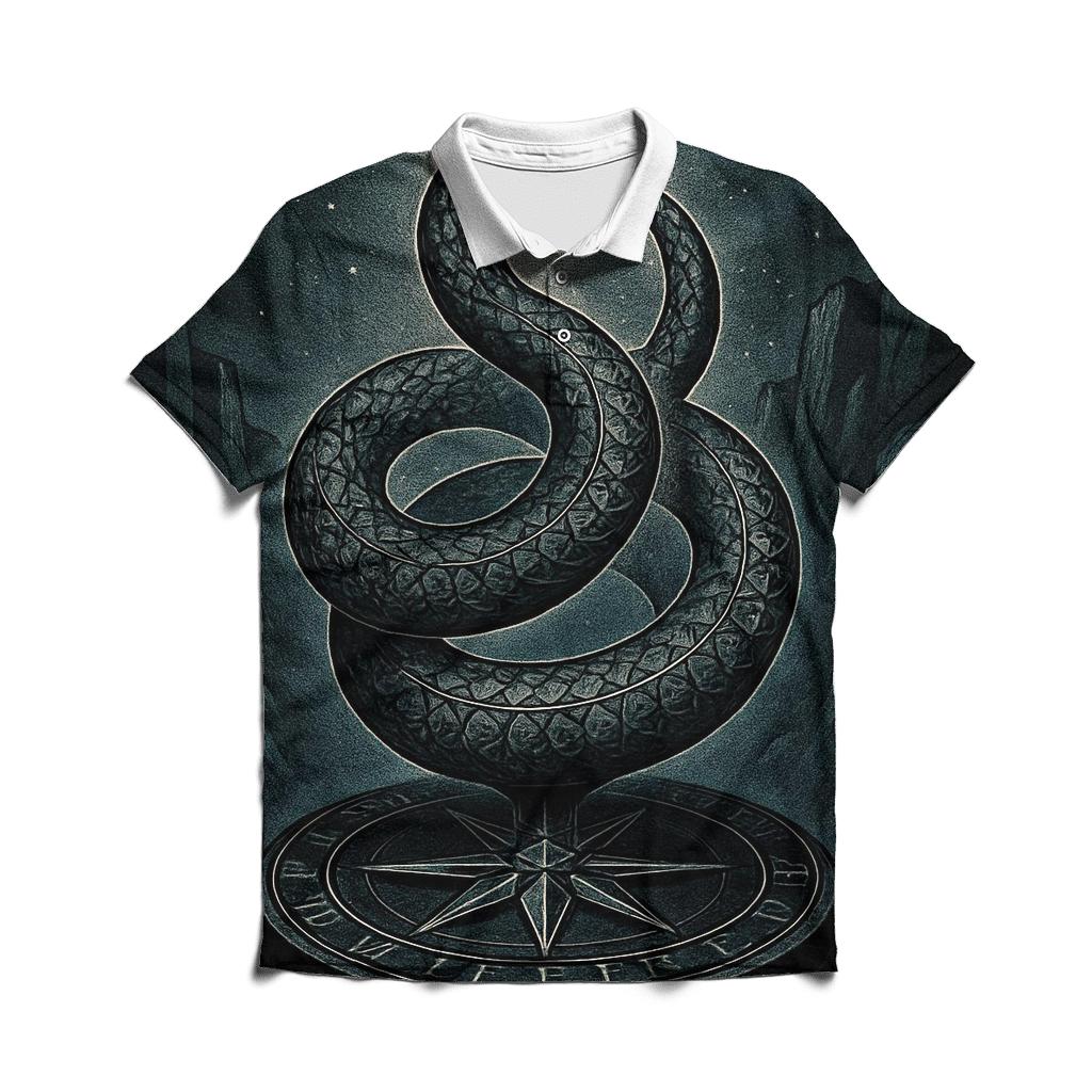 Eternal Spiral Serpent premium cotton polo shirts