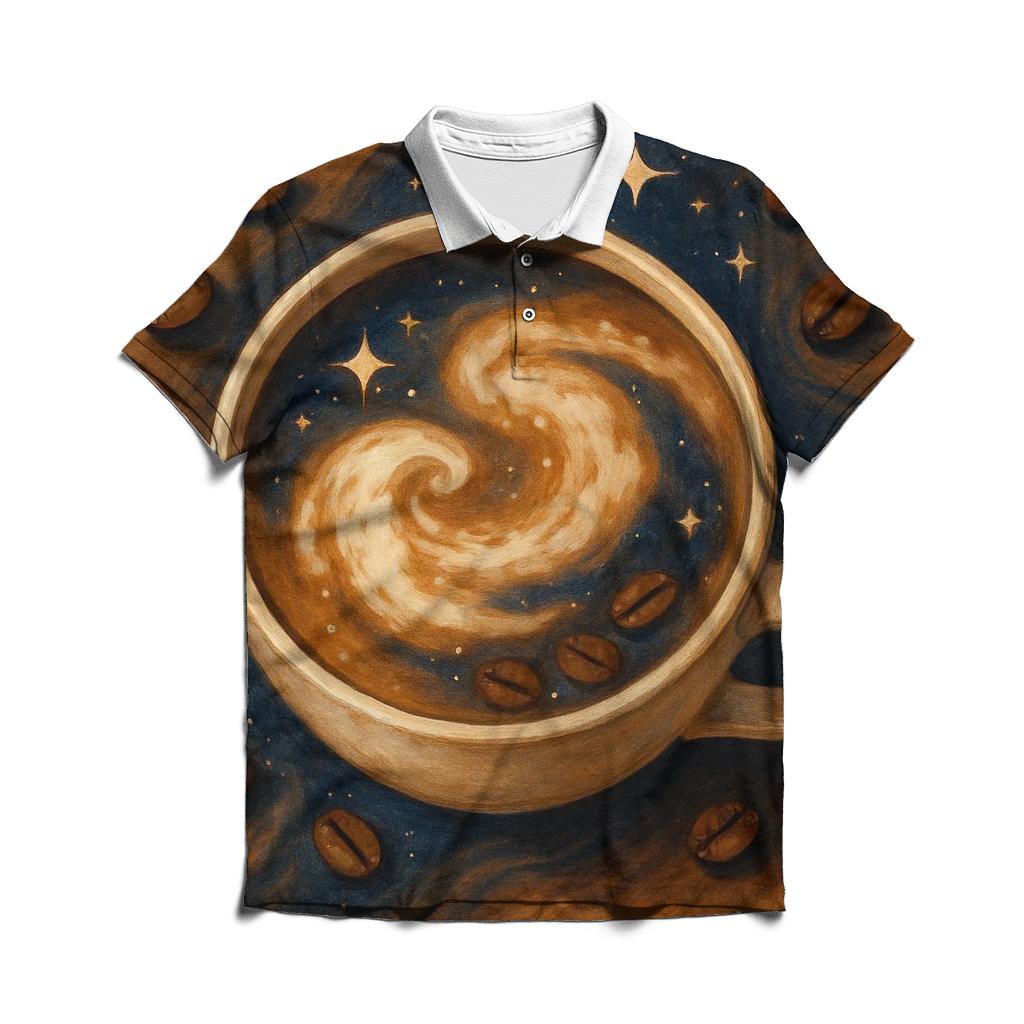 Latte Nebula Swirl designer slim fit polos