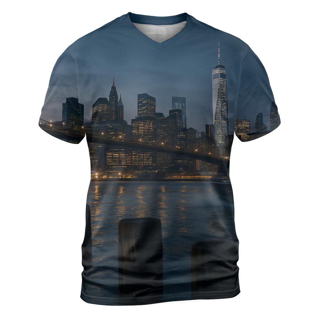 Riverside Twilight Over Manhattan unique graphic print tees