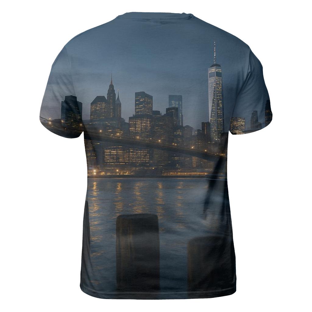 Riverside Twilight Over Manhattan unique graphic print tees