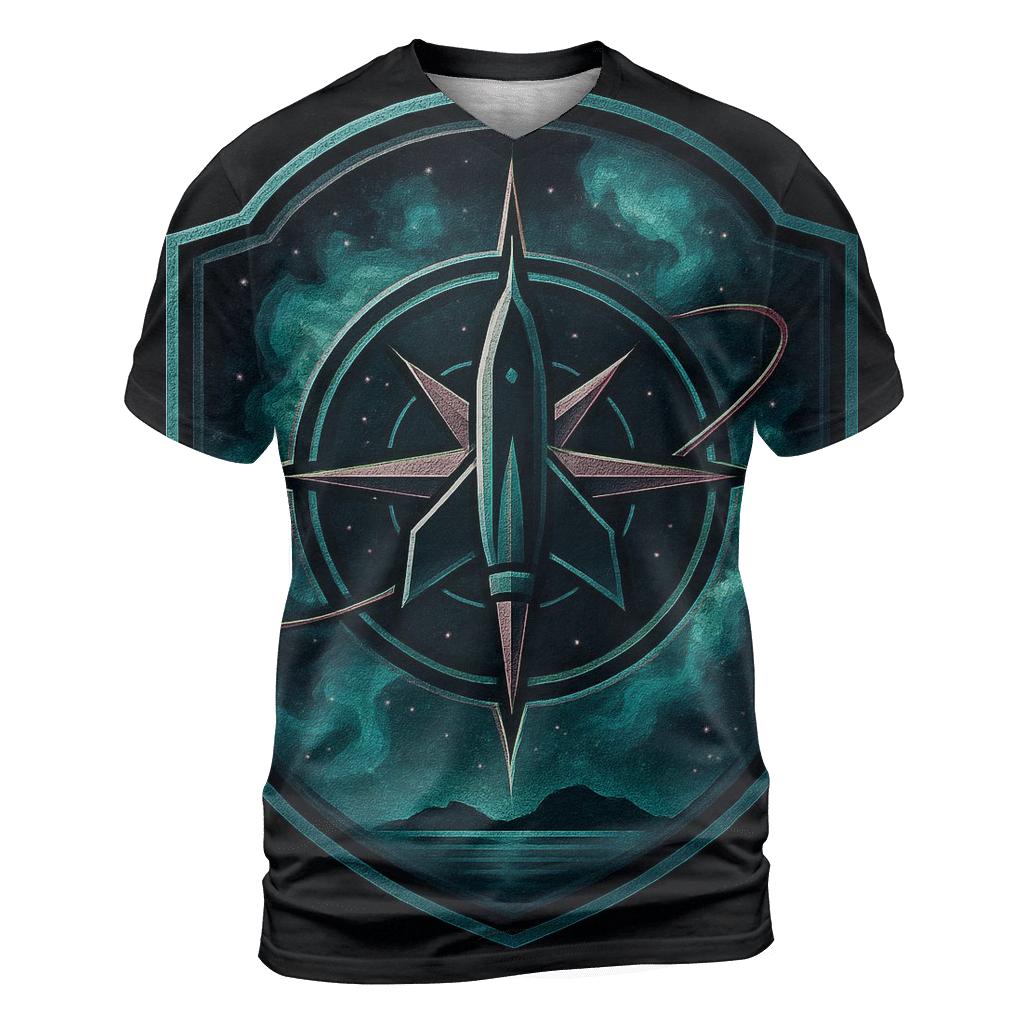 Nebula Voyager Crest vibrant all-over design tees
