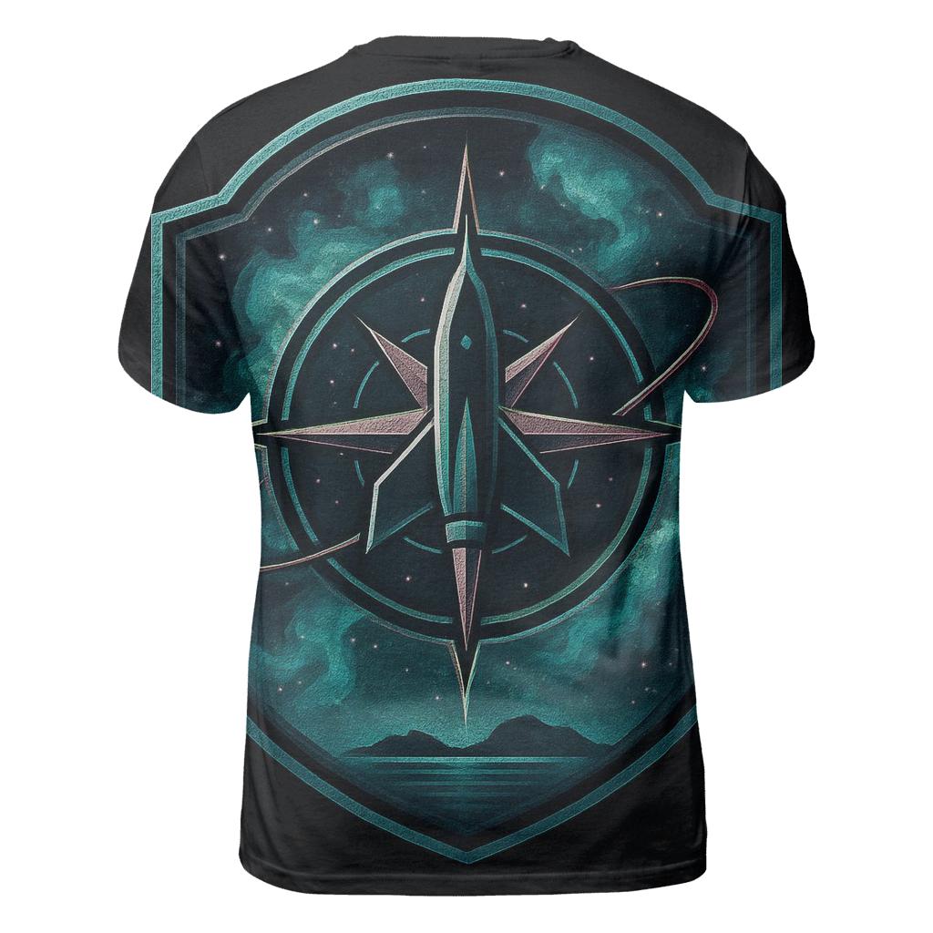 Nebula Voyager Crest vibrant all-over design tees