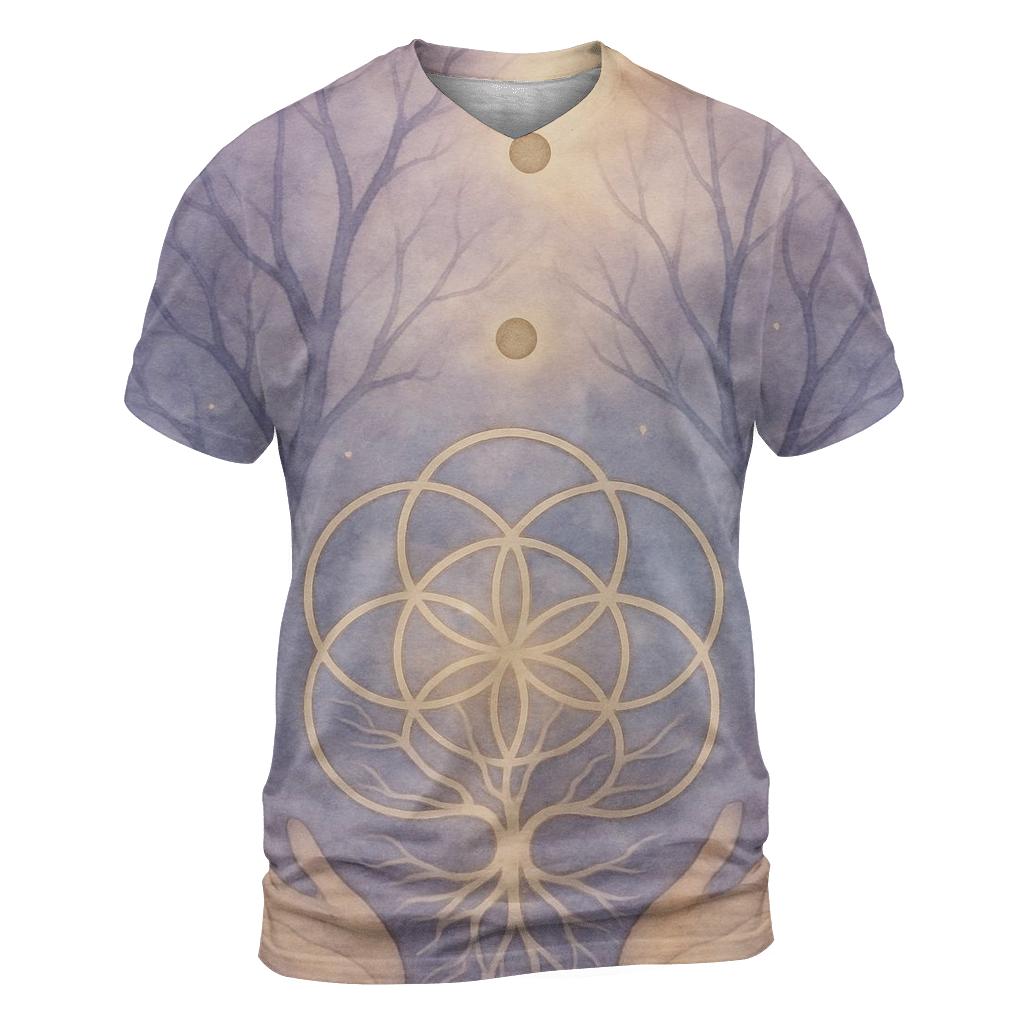 Luminous Grove vibrant all-over design tees