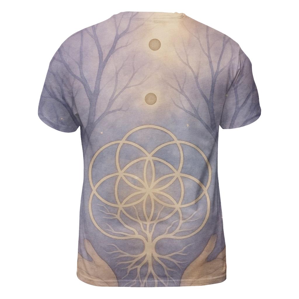 Luminous Grove vibrant all-over design tees