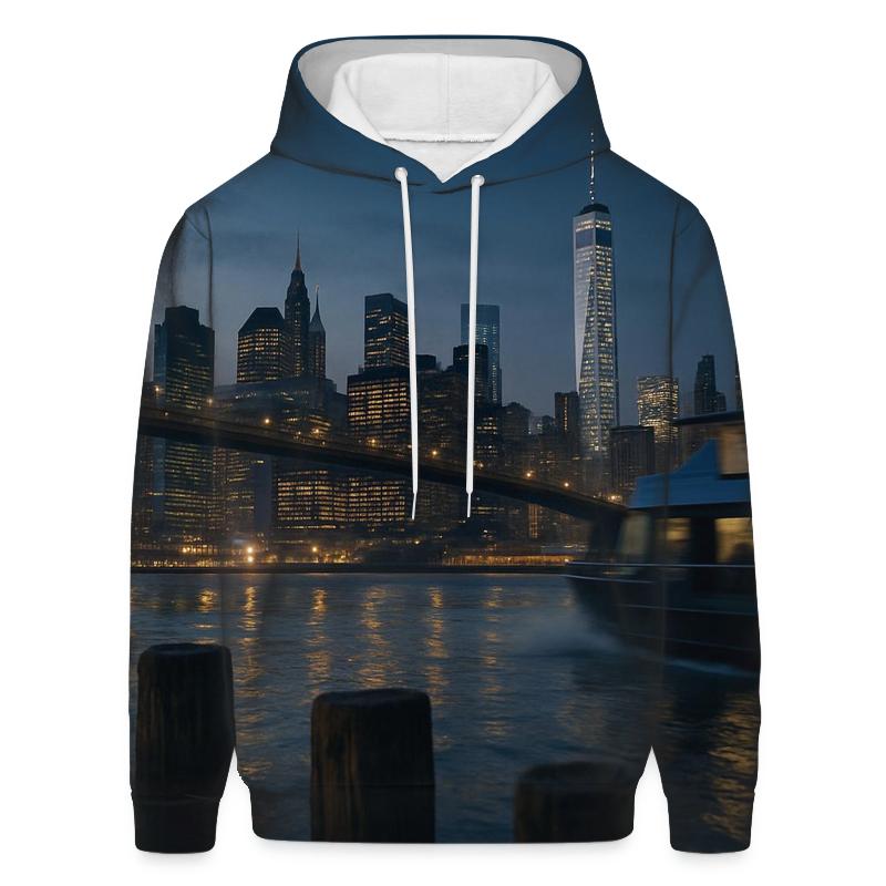 Riverside Twilight Over Manhattan premium hoodies