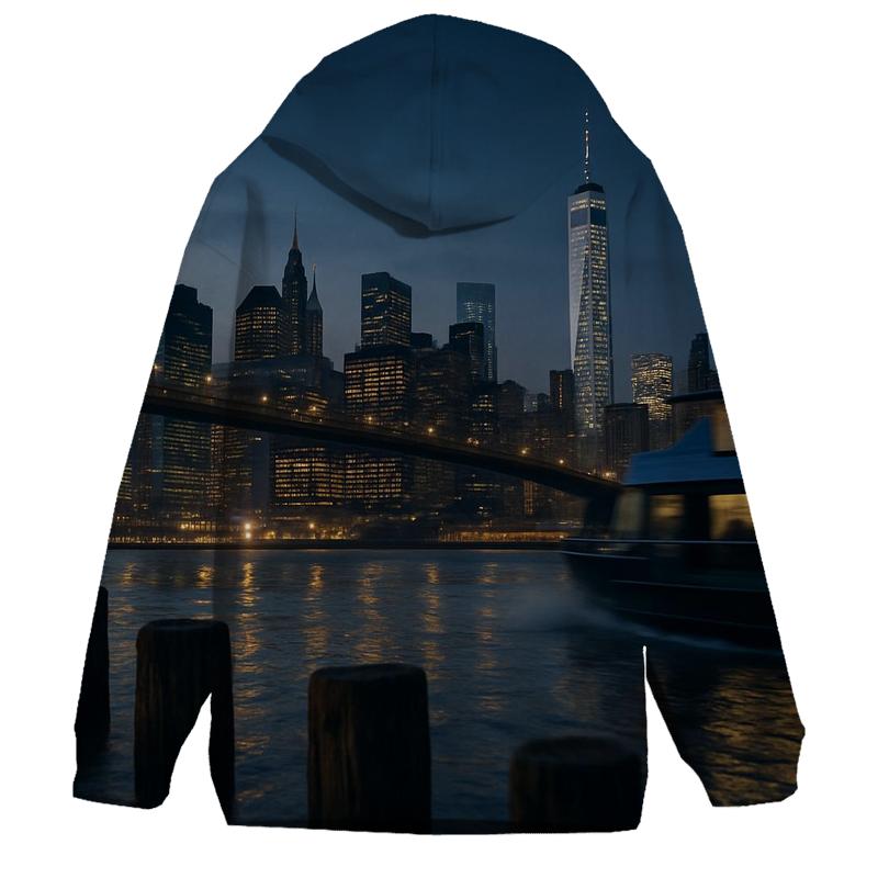 Riverside Twilight Over Manhattan premium hoodies