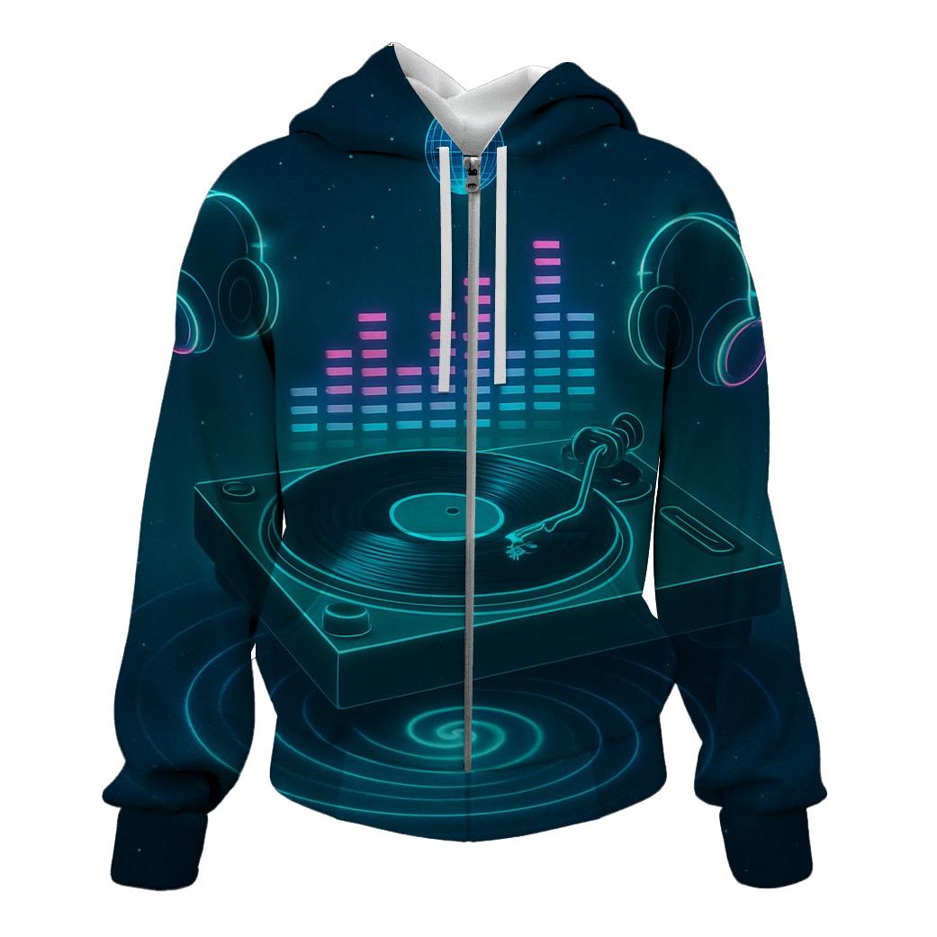 Neon Turntable Odyssey graphic hoodies