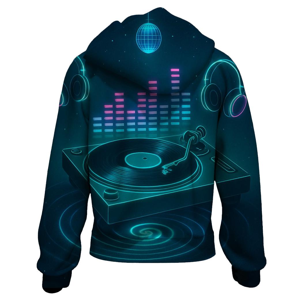 Neon Turntable Odyssey graphic hoodies
